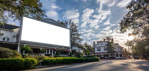 Obraz premium Early commuter rush enhances the visibility of a large square vertical blank billboard at a city bus stop.