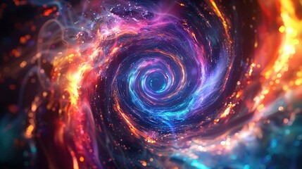 Colorful vortex energy, cosmic spiral waves, and multicolor swirl explosion, Abstract futuristic digital background wallpaper