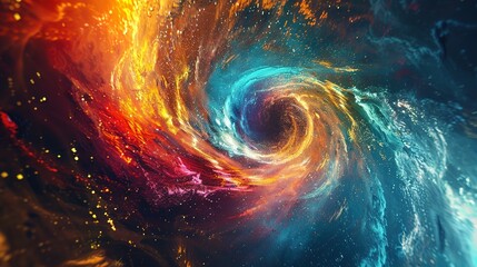 Colorful vortex energy, cosmic spiral waves, and multicolor swirl explosion, Abstract futuristic digital background wallpaper