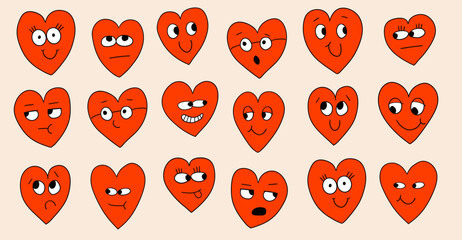 Hearts set a groove style, emotions  red hearts, Valentine’s Day, decorative elements, vector