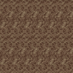 Japanese Luxury Leaf Vine Line Vector Seamless Pattern