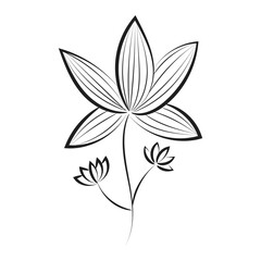 Flower line doodle design for print or use as tattoo design