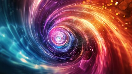 Obraz premium Colorful vortex energy, cosmic spiral waves, and multicolor swirl explosion, Abstract futuristic digital background wallpaper