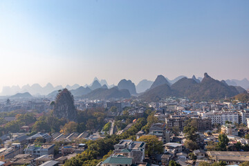 Obraz premium Panorama of Guilin city. Guilin, Guangxi, Lingchuan County, China.