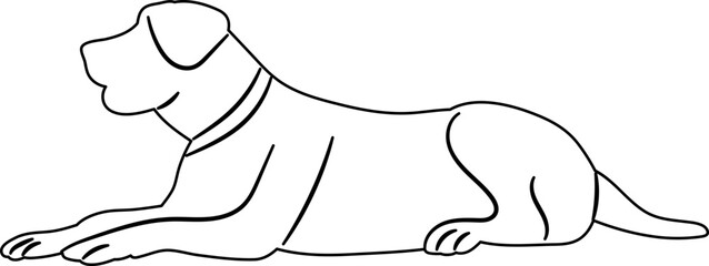 dog lies outline sketch vector