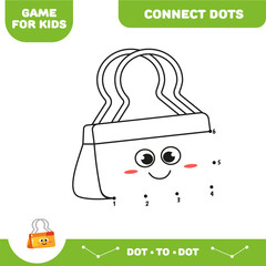 Dot to dot paper clip, educational game for preschool kids. Activity worksheet