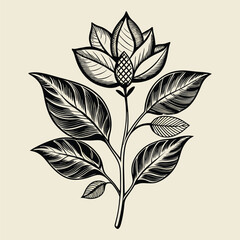 Engraving hand drawn botanical pattern