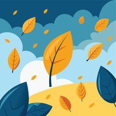 Flat lay of orange maple leaves on paper