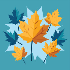 Obraz premium Flat lay of orange maple leaves on paper