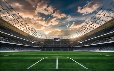 football stadium with the flag
