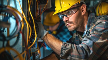 Electrician Working on Wiring
