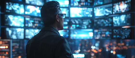 Public relations officer handling media inquiries, digital screens and press release drafts in the background, octane , ,