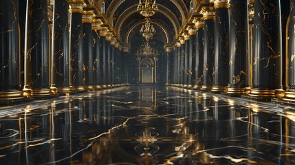 Fototapeta premium black and gold marble room decoration