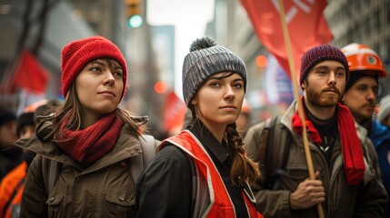 Diverse Protesters at Labor Rally