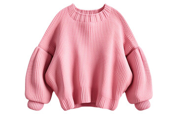 Blushing Beauty: Pink Sweater Dancing on a Cloud on White or PNG Transparent Background.