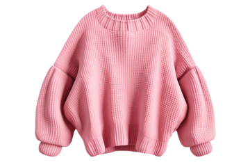 Blushing Beauty: Pink Sweater Dancing on a Cloud on White or PNG Transparent Background.