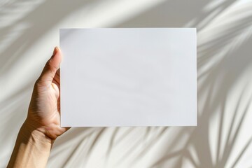 Obraz premium Blank paper mockup on hand created with generative AI
