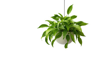 Obraz premium Tropical hanging plant PNG, lush green foliage houseplant, botanical decor element for natural design and gardening visuals isolated on Transparent Background