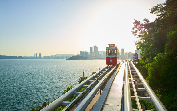 The most popular sky capsule train among tourists in Busan