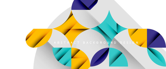 Minimal geometric elements on white. Petals, round triangles, star