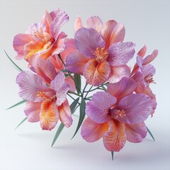 Delicate Pink Vanda Orchid Bouquet in Realistic 8K HD Photography with Soft Light and Shadow on White Background