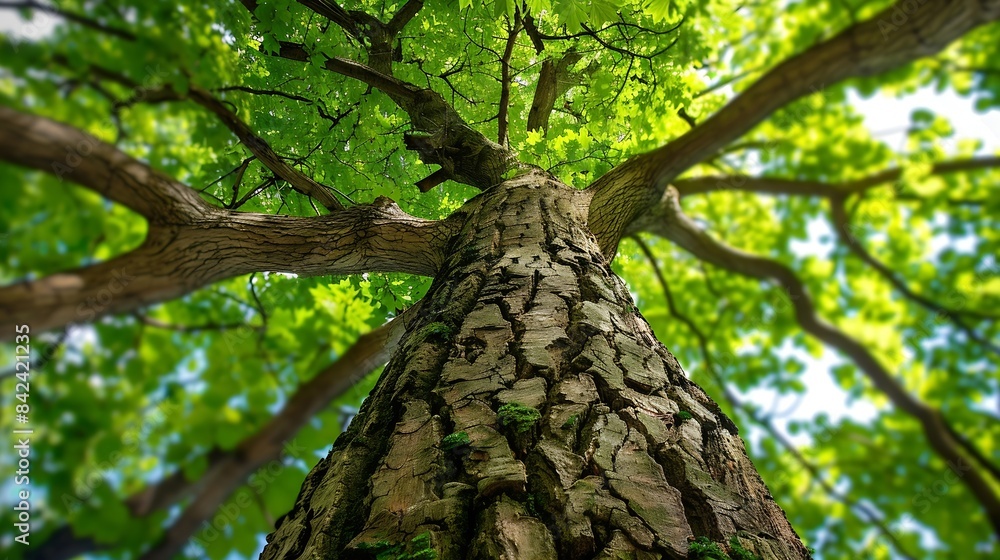 Poster photo up to the tree top shot from below : Generative AI