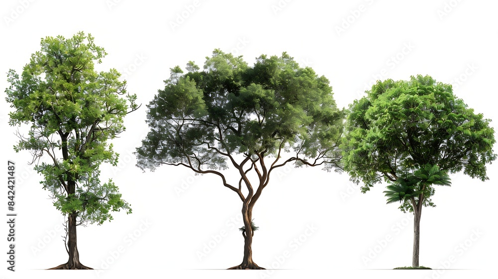Poster isolated big tree collection isolated on white background : generative ai
