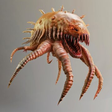 3D Microscopic Illustration of Acanthocephala Parasite with Isolated Background 