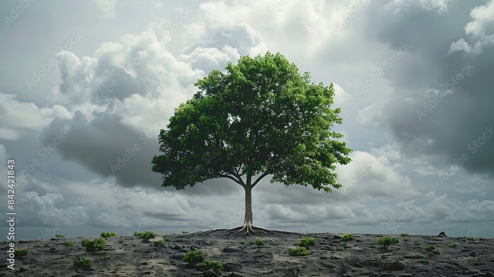 Poster isolated single tree greenery botanical : generative ai