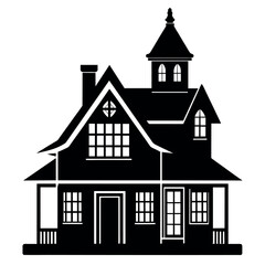 old vintage house vector silhouette, white background