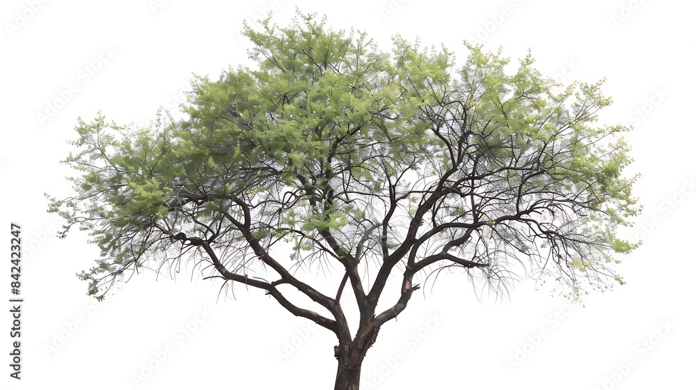 Aufkleber Cutout tree for use as a raw material for editing work isolated beautiful fresh green deciduous almond tree on white background with clipping path : Generative AI