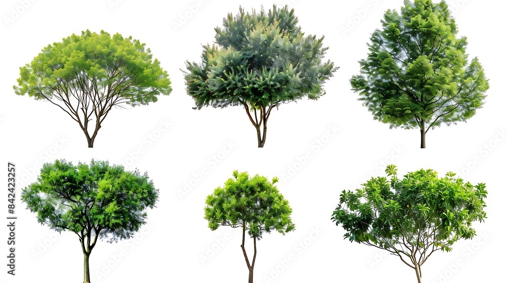 Aufkleber trees collection isolated on white background : generative ai