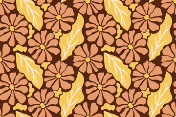 Seamless pattern design with beautiful flowers and leaves. design for fabric, cotton, wallpaper, satin, gift wrap, carpet.	