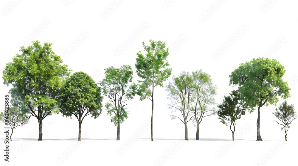 Aufkleber Collection of Isolated Trees on white background  A beautiful trees from Thailand  Suitable for use in architectural design  Decoration work  Used with natural articles both on print a : Generative AI