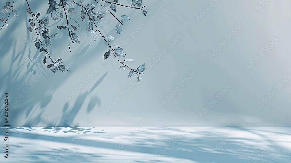 Poster minimalistic abstract gentle light blue background for product presentation with light and intricate