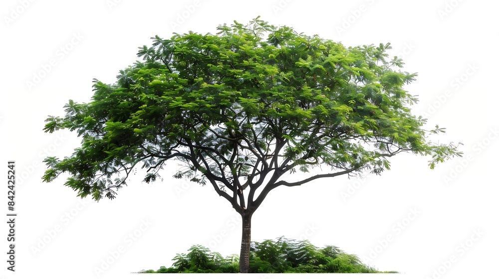 Poster Isolated green tree on white background Trees isolated on white background tropical trees isolated used for design advertising and architecture : Generative AI