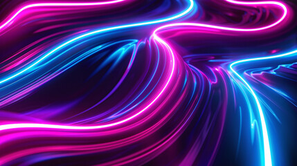 Abstract neon background with glowing blue and pink lines