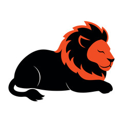 a lion sleeping on the ground vector silhouette 