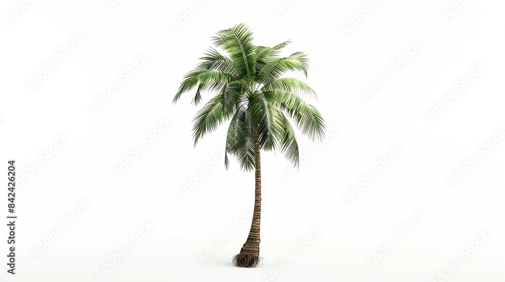Aufkleber Coconut and palm trees Isolated tree on white background  The collection of treesLarge trees are growing in summer making the trunk big : Generative AI