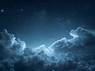 Fototapeta premium a vibrant and colorful depiction of a sunset, with clouds and stars in the sky.