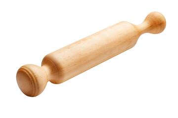 Fototapeta premium Wooden rolling pin, classic kitchen baking tool, natural beech wood pastry roller for dough and pie crust prep isolated on Transparent Background