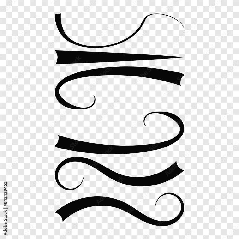 Poster set hand drawn underline highlighter marker strokes swoops waves brush marks abstract doodle vector.