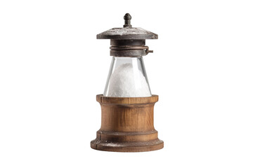 Whispers of Light: An Old Fashioned Wooden and Glass Lantern on White or PNG Transparent Background.