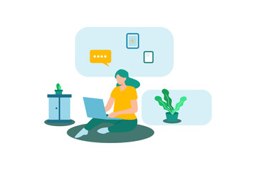 working woman flat design vector illustration