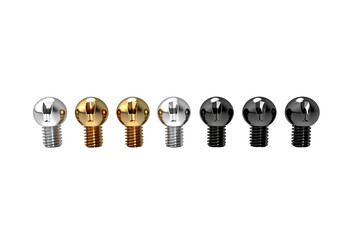 The Symphony of Metallic Twists: A Quartet of Industrial Knobs on White or PNG Transparent Background.