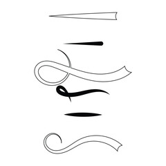 Line flourish swirl vector calligraphy ornament elements.