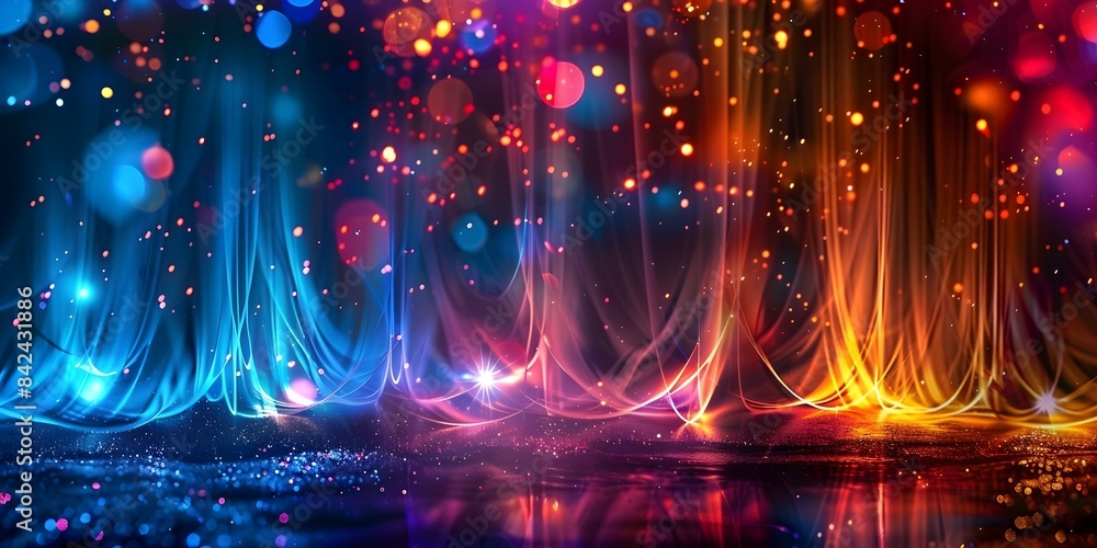 Poster a captivating augmented reality experience of shimmering lights and cascading stars. concept augment