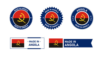 Angola flag, Made in Angola. Tag, Seal, Stamp, Flag, Icon vector