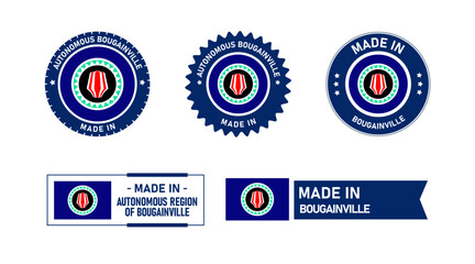 Autonomous region of Bougainville flag, Made in Autonomous region of Bougainville. Tag, Seal, Stamp, Flag, Icon vector