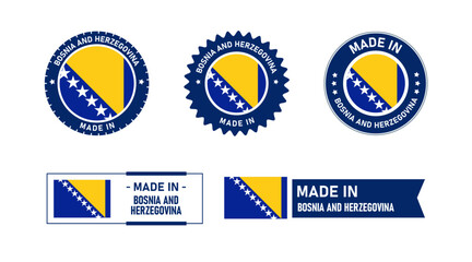 Bosnia and Herzegovina flag, Made in Bosnia and Herzegovina. Tag, Seal, Stamp, Flag, Icon vector